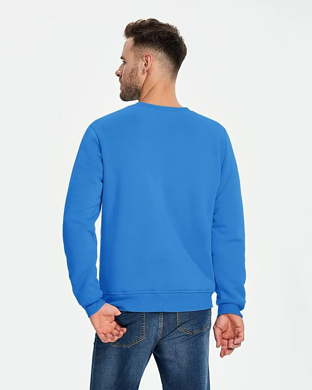 Boladeci Men's Full Sherpa Lined Crewneck Sweatshirts Premium Heavy-weight Fleece Pullover Thick Thermal Cotton Sweat-Shirts