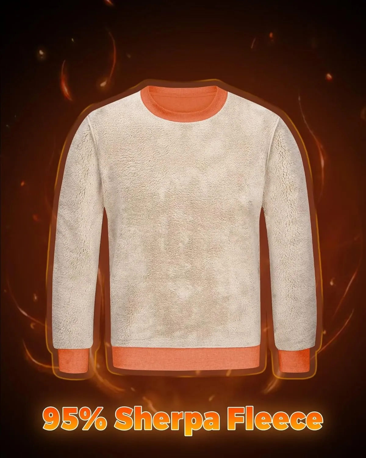 Boladeci Men's Full Sherpa Lined Crewneck Sweatshirts Premium Heavy-weight Fleece Pullover Thick Thermal Cotton Sweat-Shirts