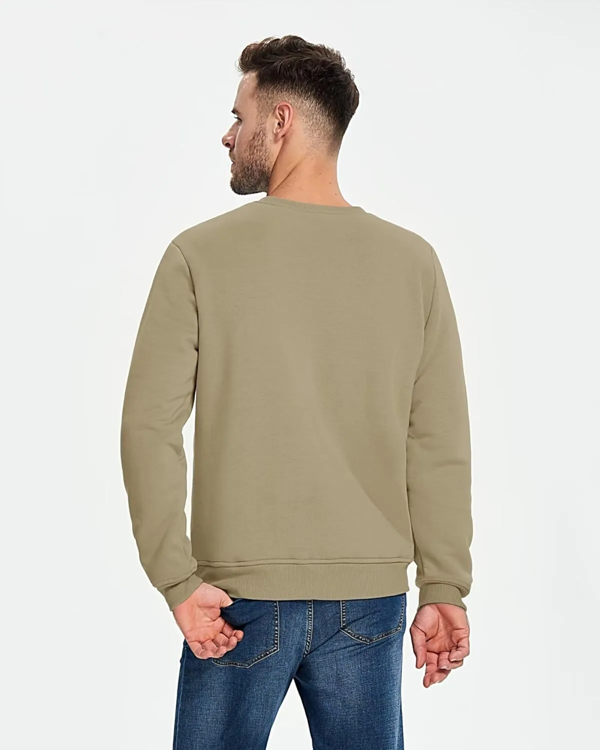 Boladeci Men's Full Sherpa Lined Crewneck Sweatshirts Premium Heavy-weight Fleece Pullover Thick Thermal Cotton Sweat-Shirts