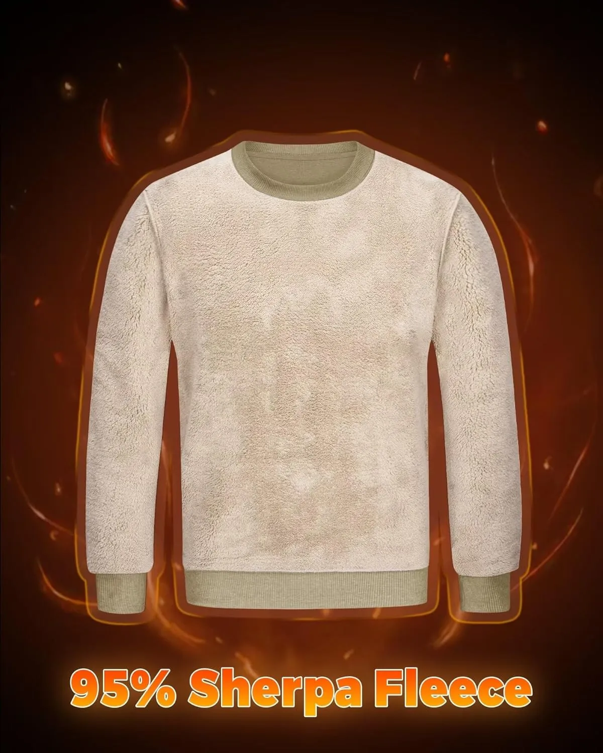 Boladeci Men's Full Sherpa Lined Crewneck Sweatshirts Premium Heavy-weight Fleece Pullover Thick Thermal Cotton Sweat-Shirts