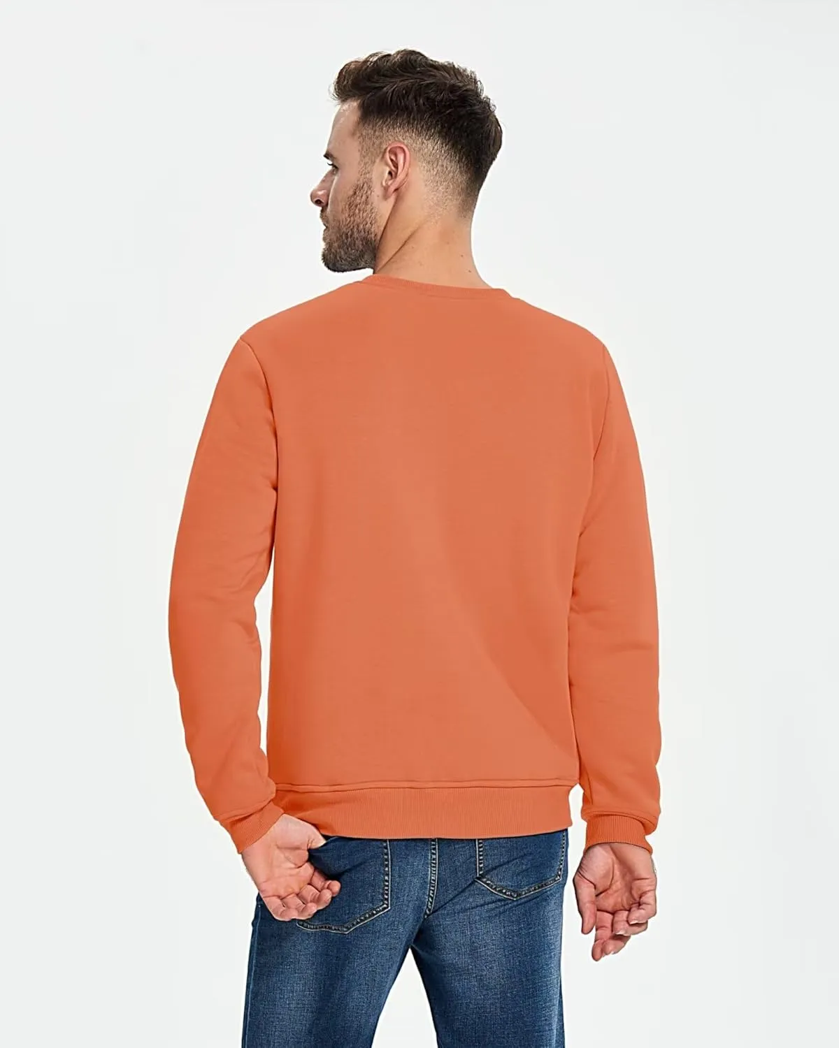 Boladeci Men's Full Sherpa Lined Crewneck Sweatshirts Premium Heavy-weight Fleece Pullover Thick Thermal Cotton Sweat-Shirts
