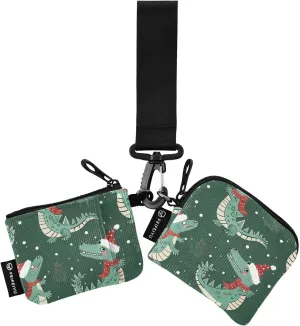 Bolaz Mini Zip Around Wristlet Wallet for WomenDetachable Dual Pouch Card Wallet for Sports Outdoor Men Travel-Dinosaurs Wearing Hats