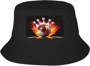 Bowling Ball Sun Hats for Women Men Fishing Hat UPF 50  Wide Brim Bucket Hat Foldable Beach Hats Black