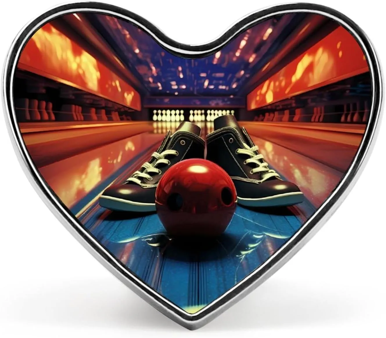 Bowling Shoes and Balls Brooch Pins Heart Shaped Badge Collar Pin for Bags Hats Jackets Decor