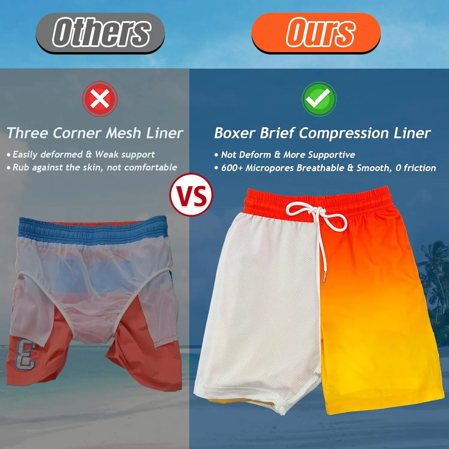 Boys Swim Trunks with Compression Liner Swim Shorts Bathing Suit UPF50  Stretch Swimwear for Boy Quick Dry, 5-16Y