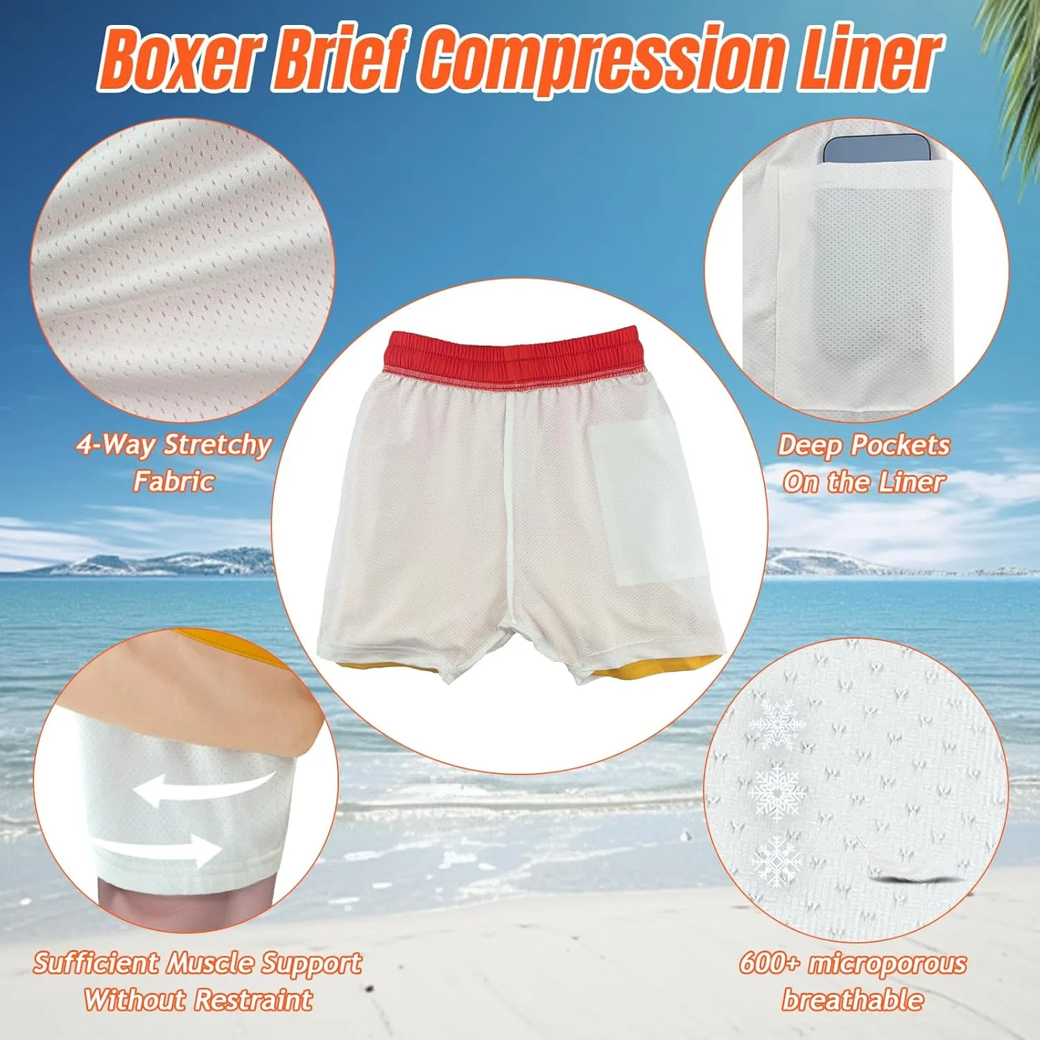 Boys Swim Trunks with Compression Liner Swim Shorts Bathing Suit UPF50  Stretch Swimwear for Boy Quick Dry, 5-16Y