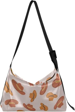 Brown Western Cowboy Hats Hobo Crossbody Bags for Women Leather Large Shoulder Bag Cross Body Trendy Womens Tote Bags Handbag for Travel Shopping