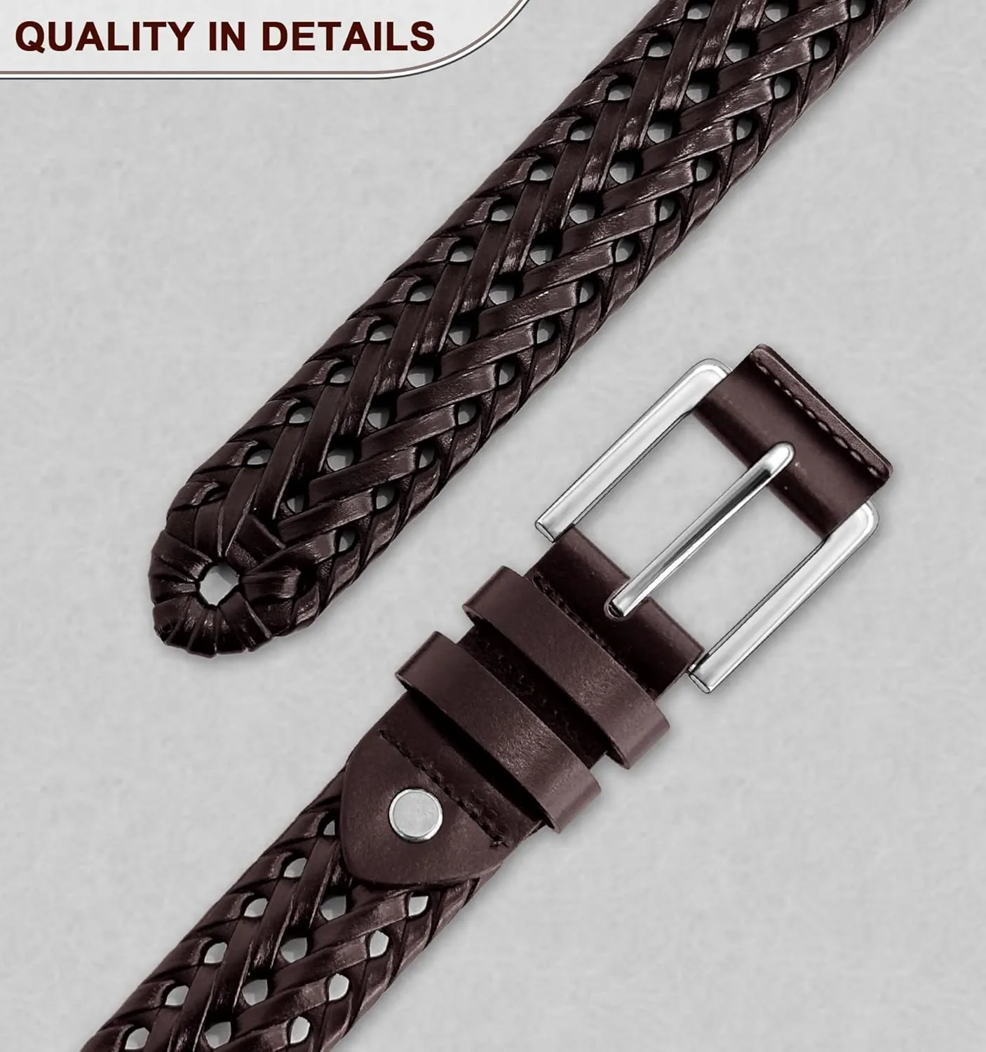 BULLIANT Mens Belts,Leather Woven Braided Belts for Gift Men Casual Jeans Golf