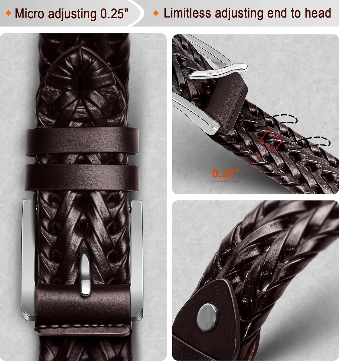 BULLIANT Mens Belts,Leather Woven Braided Belts for Gift Men Casual Jeans Golf