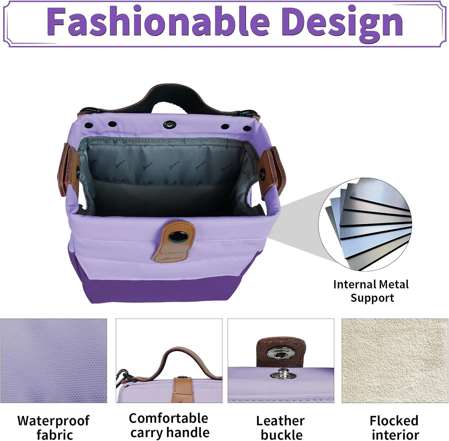 Camera Bag for Photographers, Small Camera Shoulder Bag Case with Removal Straps, Waterproof Anti-Shock DSLR SLR Mirrorless Camera Storage Holder Crossbody Photography Accessories - purple