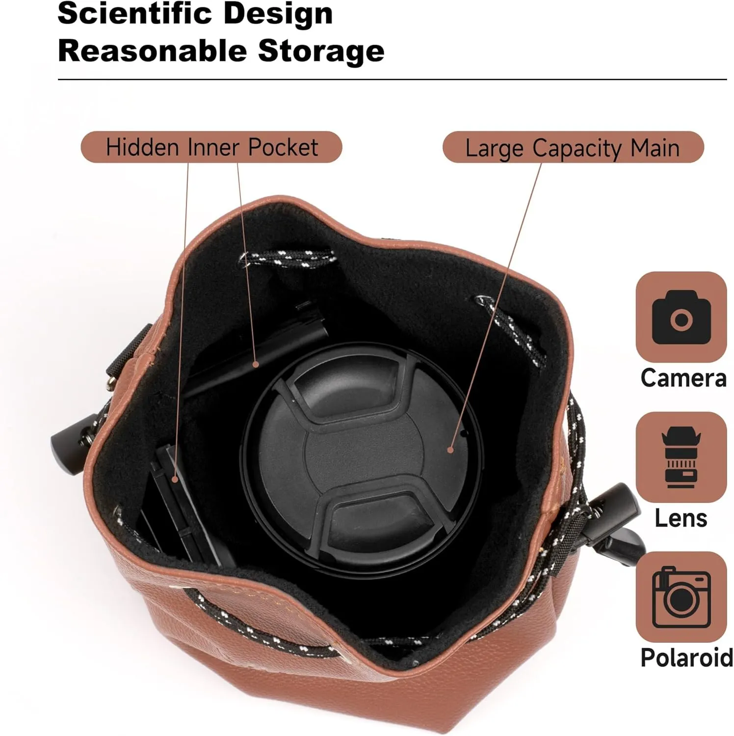 Camera Case, Camera Bag Small with Removable Strap, Crossbody Camera Case for Digital Video Cameras Storage, Holder Camera Bag for Men and Women (Brown,Small)