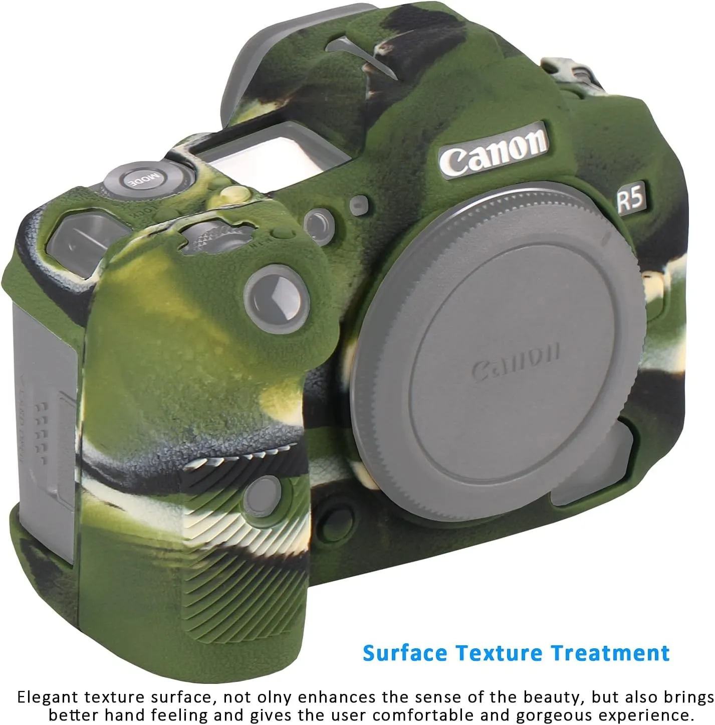 Camera Case for Canon EOS R5, Anti-Slip Texture, Snug Fit Soft Silicone Rubber Protective Camera Cover Silicone Sleeve Body Skin Protector Shell (Camo)