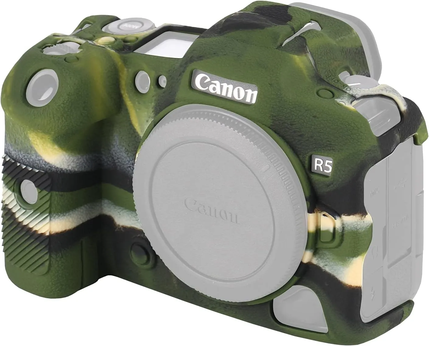 Camera Case for Canon EOS R5, Anti-Slip Texture, Snug Fit Soft Silicone Rubber Protective Camera Cover Silicone Sleeve Body Skin Protector Shell (Camo)