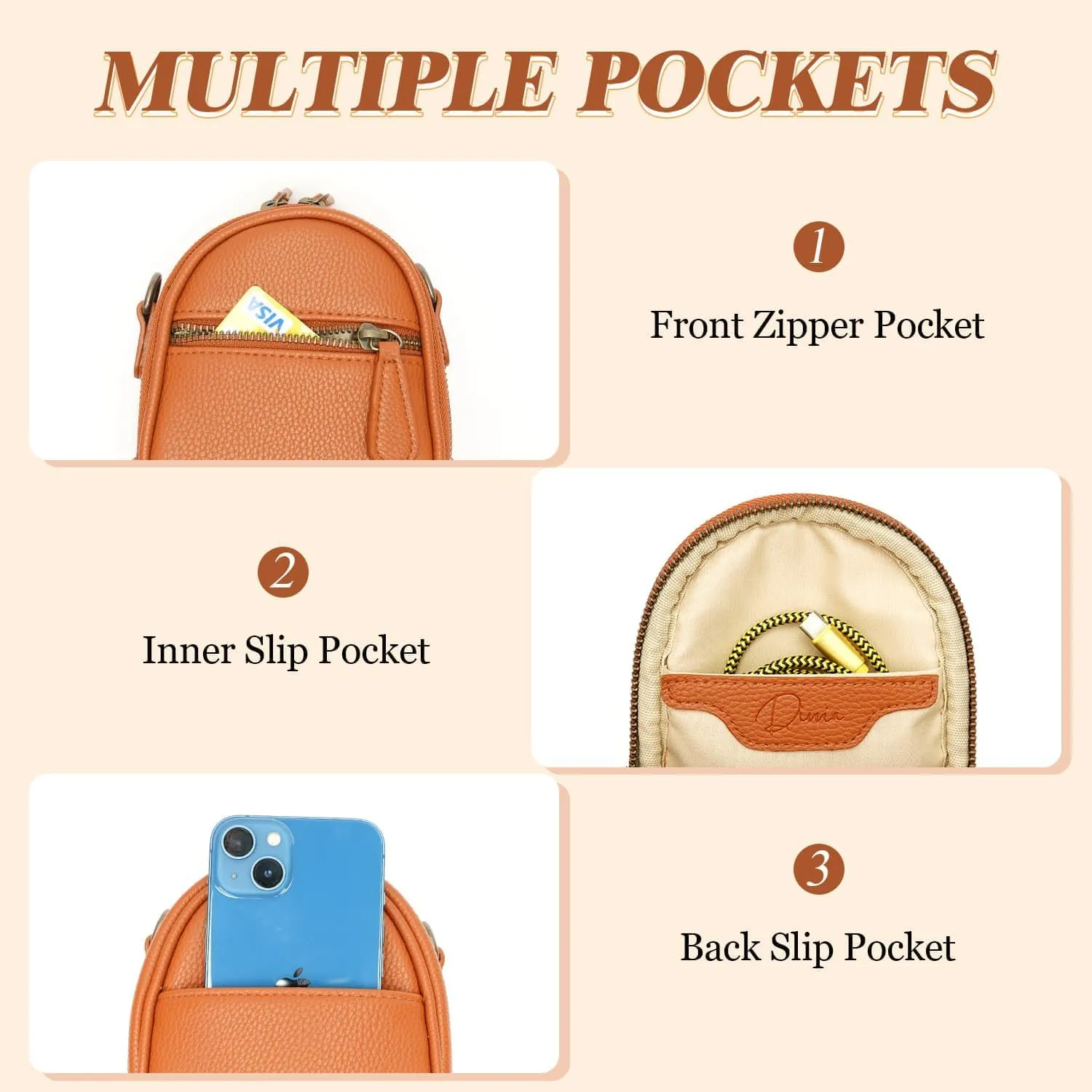 Camera Sling Bag, Waterproof PU Leather Crossbody Camera Bag for DSLR/SLR/Mirrorless, Small Shockproof Case for Photographers, Mini Cute Case 2L Brown