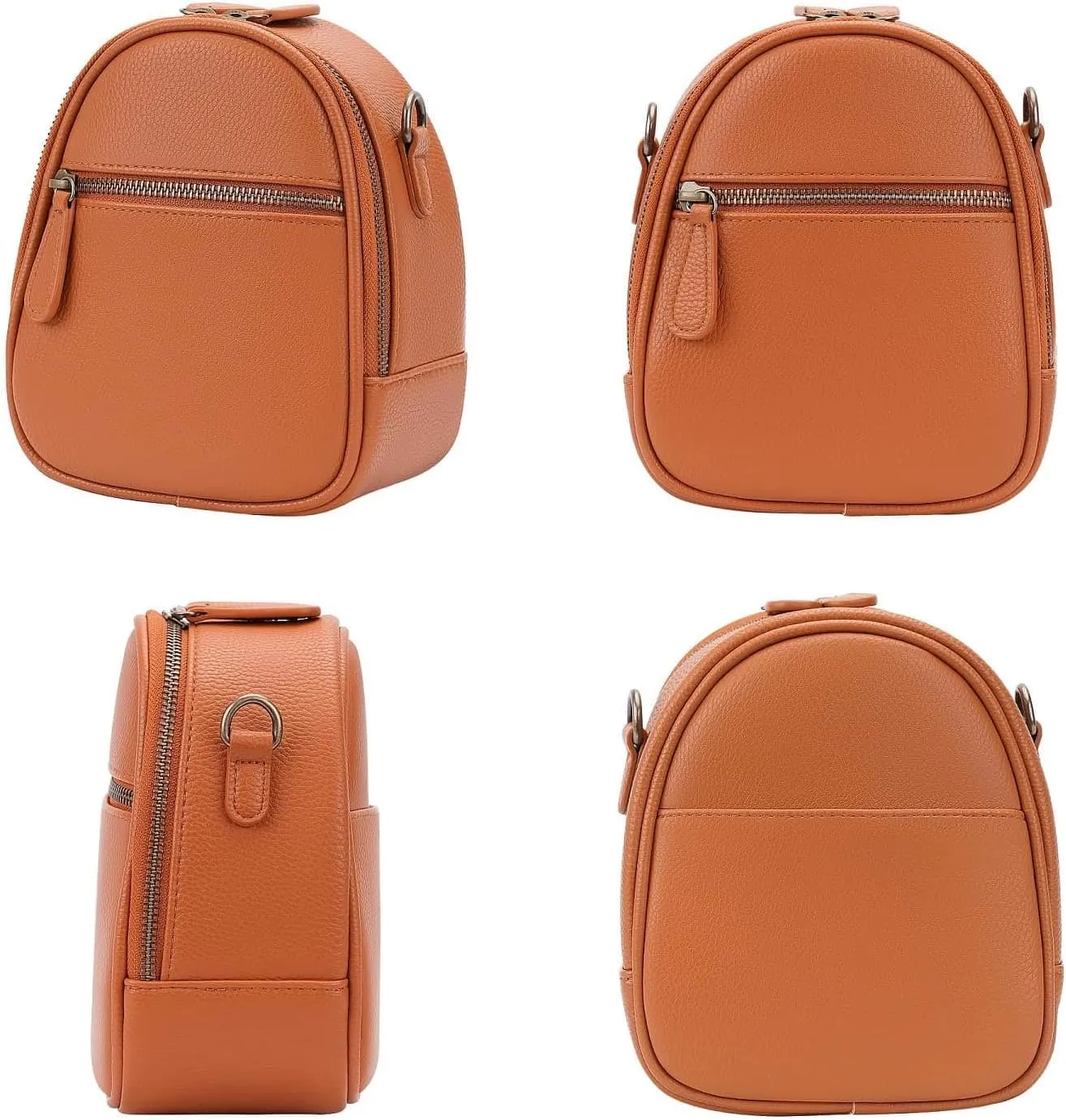 Camera Sling Bag, Waterproof PU Leather Crossbody Camera Bag for DSLR/SLR/Mirrorless, Small Shockproof Case for Photographers, Mini Cute Case 2L Brown