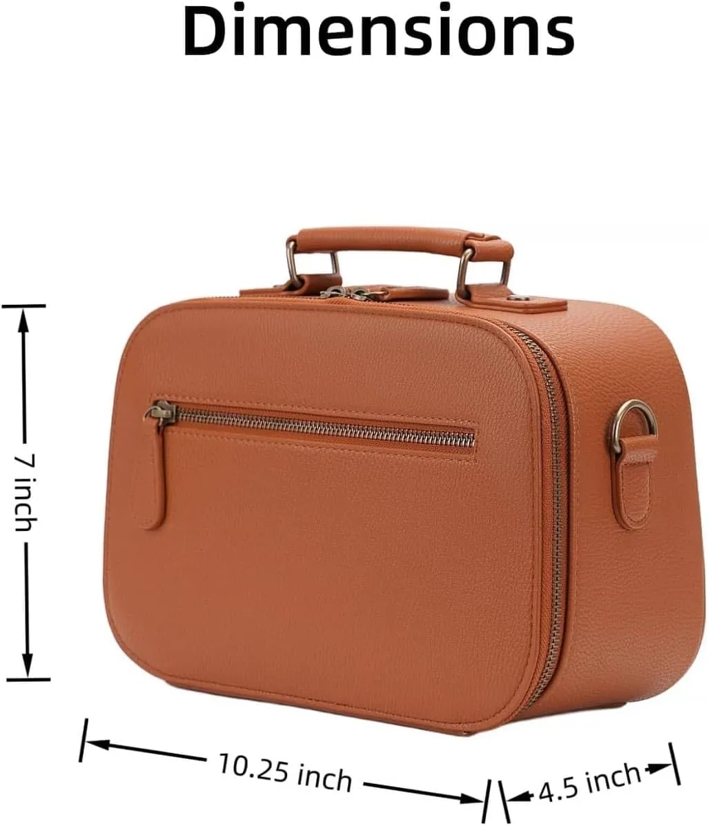 Camera Sling Bag, Waterproof PU Leather Crossbody Camere Bag for Photographers, Small Shockproof Case with Removable Dividers for DSLR/SLR/Mirrorless, 4L Brown