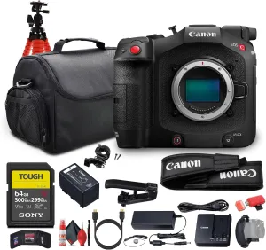 Canon EOS C80 6K Full-Frame Cinema Camera (Canon RF) (6389C002)   64GB Memory Card   Camera Bag   Tripod   Cleaning Kit   HDMI Cable   Hand Strap   Card Wallet   Card Reader   More (Renewed)