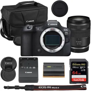 Canon EOS R6 Mark II Mirrorless Camera with RF 28-70mm STM Lens Bundle with Canon 200ES EOS Shoulder Bag   64GB Extreme PRO Memory Card