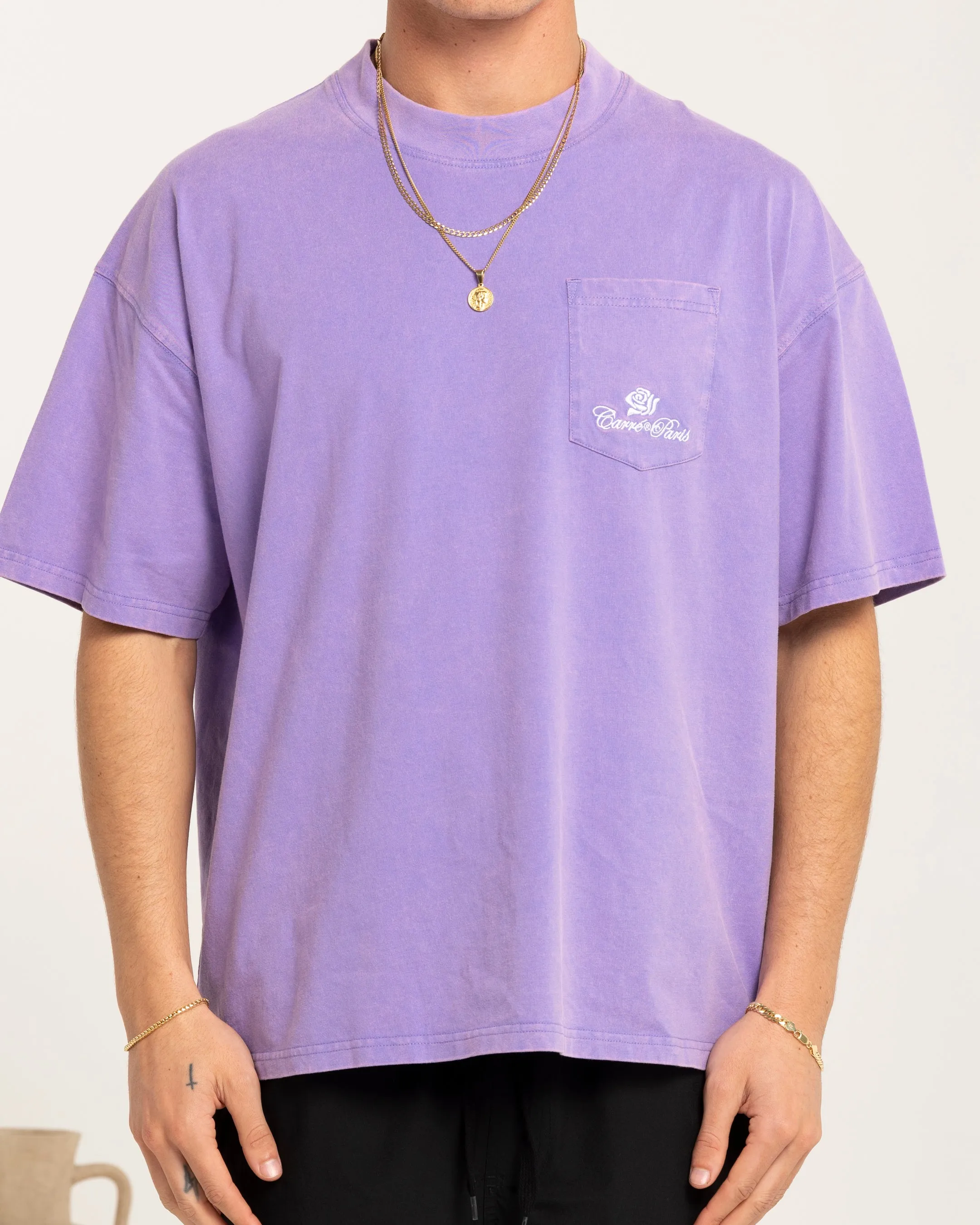 Carre Class Oversized Pocket T-Shirt Purple