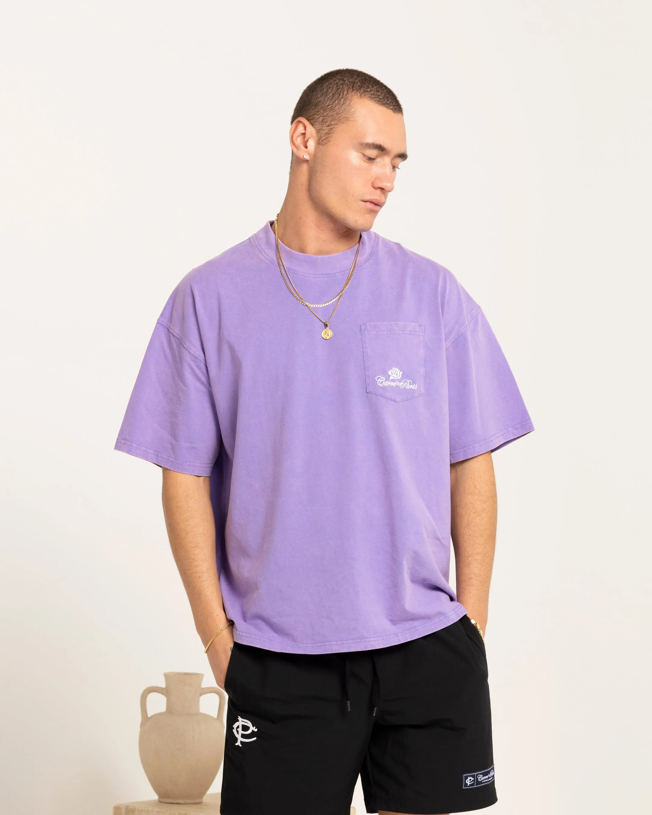 Carre Class Oversized Pocket T-Shirt Purple