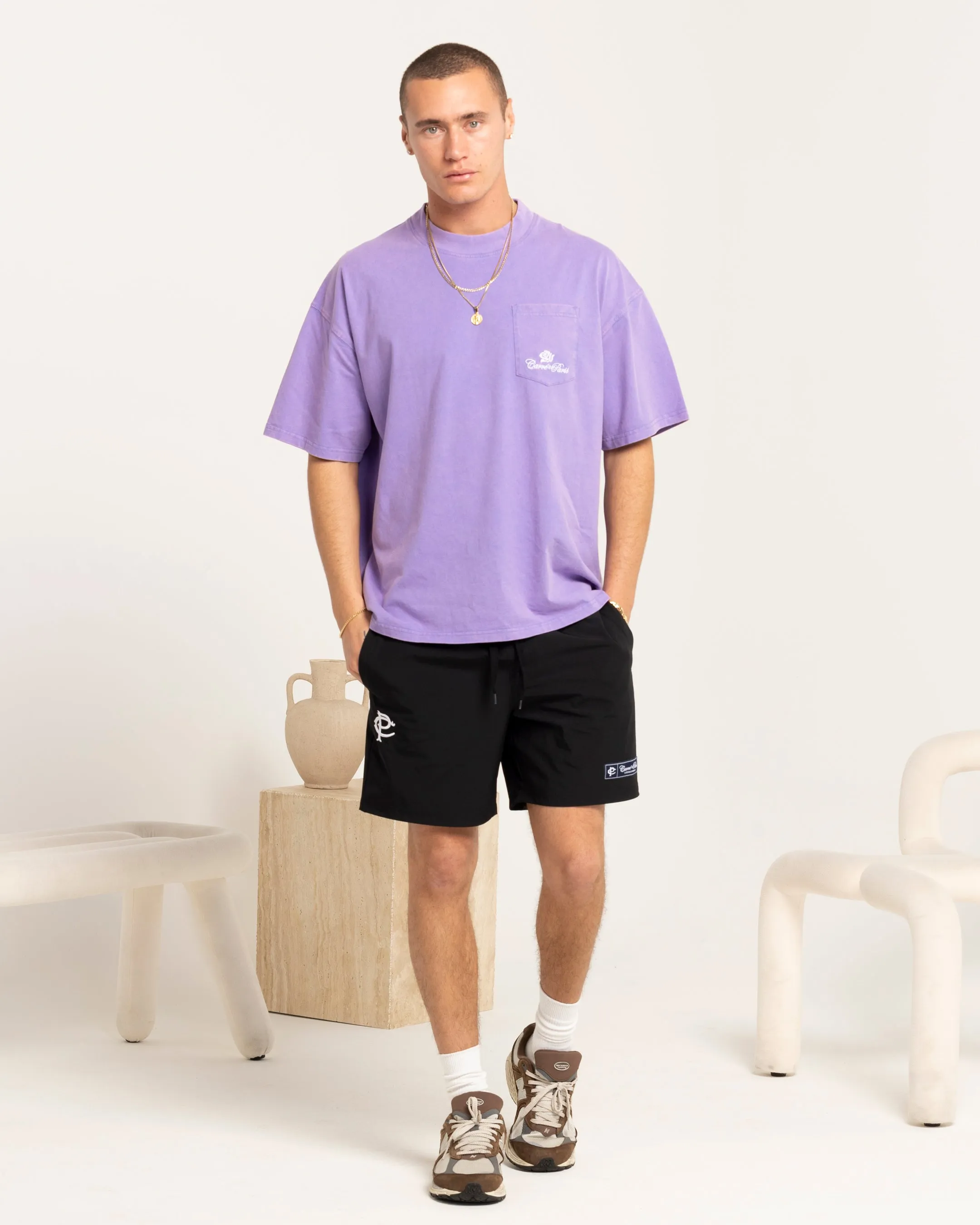 Carre Class Oversized Pocket T-Shirt Purple