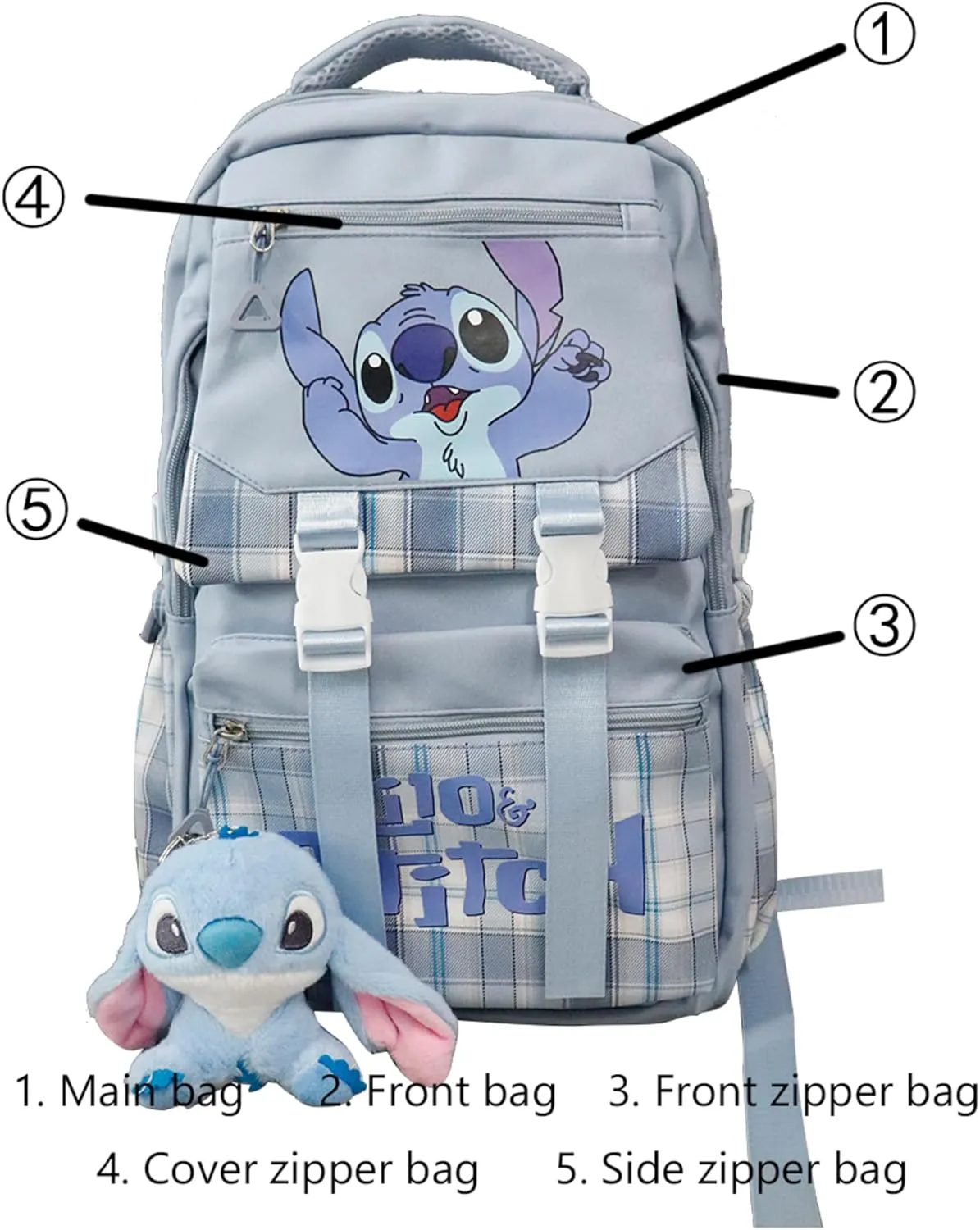 Cartoon Cute Backpack large capacity 18 Inch, With Plush Pendant Business Laptop Shoulders Backpack Travel Backpack, Srioal-2