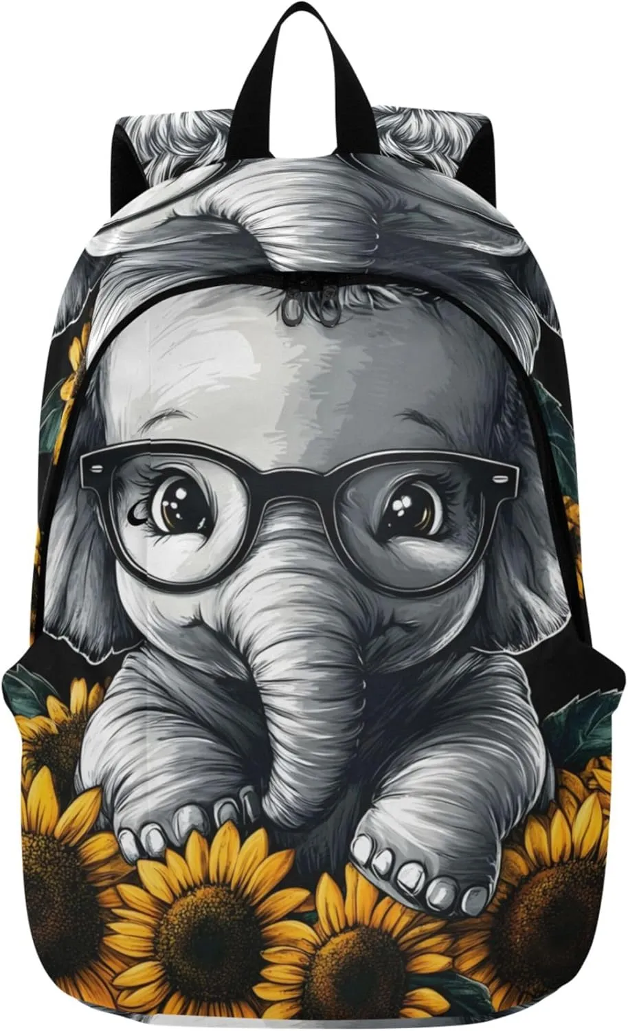 CHIFIGNO Casual Womens Backpack Cute Daypack Funny Elephant Glasses Lightweight Cool Backpacks for Teen Girls