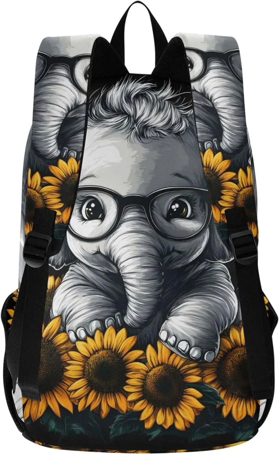 CHIFIGNO Casual Womens Backpack Cute Daypack Funny Elephant Glasses Lightweight Cool Backpacks for Teen Girls