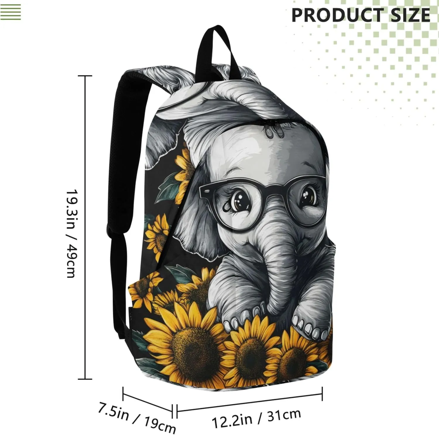CHIFIGNO Casual Womens Backpack Cute Daypack Funny Elephant Glasses Lightweight Cool Backpacks for Teen Girls