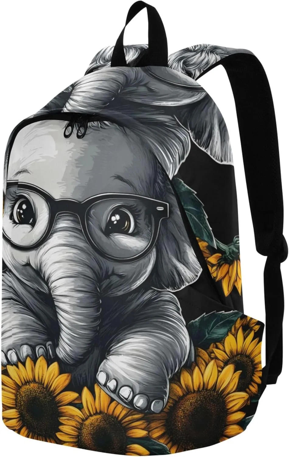 CHIFIGNO Casual Womens Backpack Cute Daypack Funny Elephant Glasses Lightweight Cool Backpacks for Teen Girls