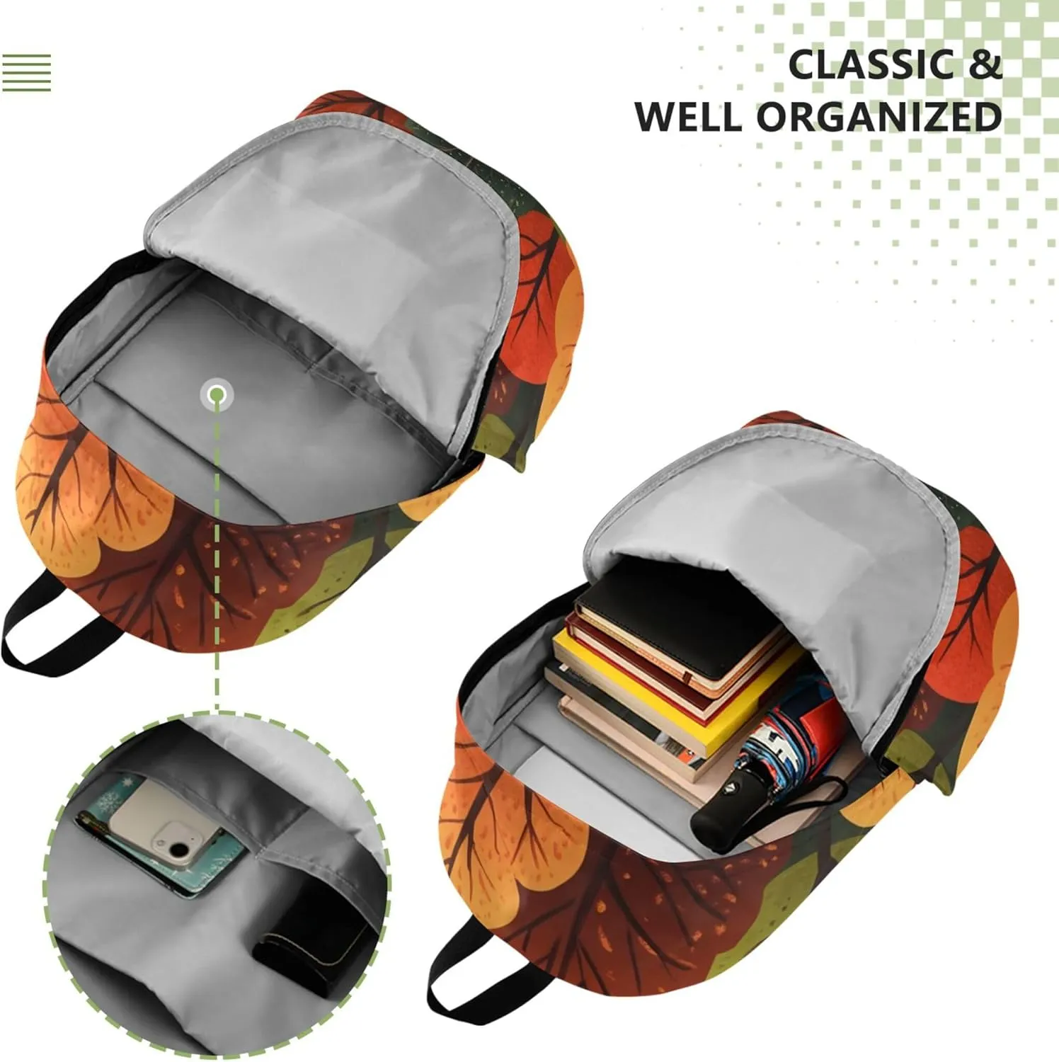 CHIFIGNO Colorful Autumn Forest Trees Womens Daypack Cute Backpacks Lightweight School Bookbag for Teen Girls