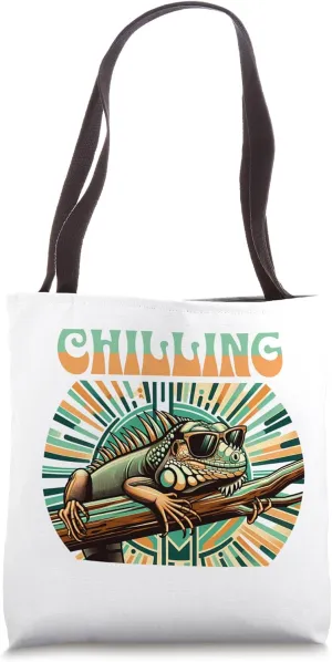 Chilling Cool Iguana Summer Vibe Retro Beach Vacation Design Tote Bag