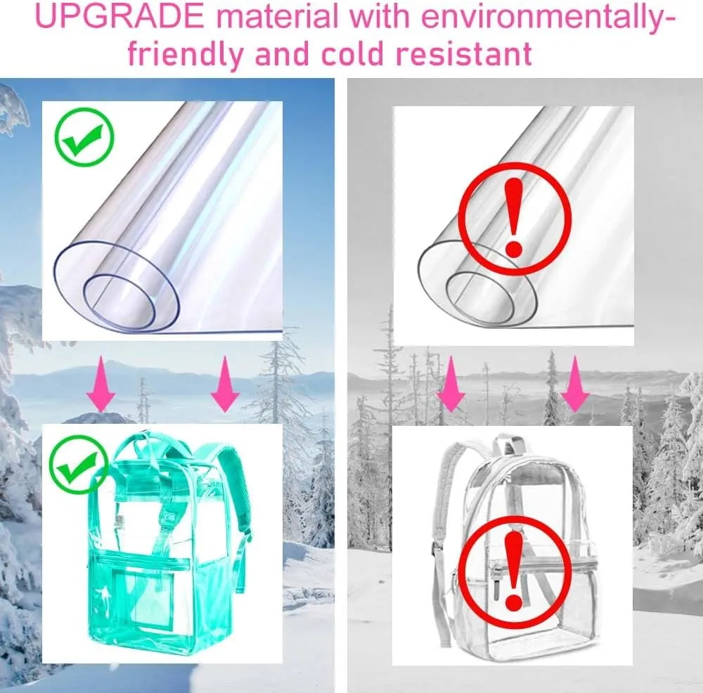 Clear Backpack, Heavy Duty Transparent Bookbag, Large See Through PVC Backpacks for Women and Men - Green