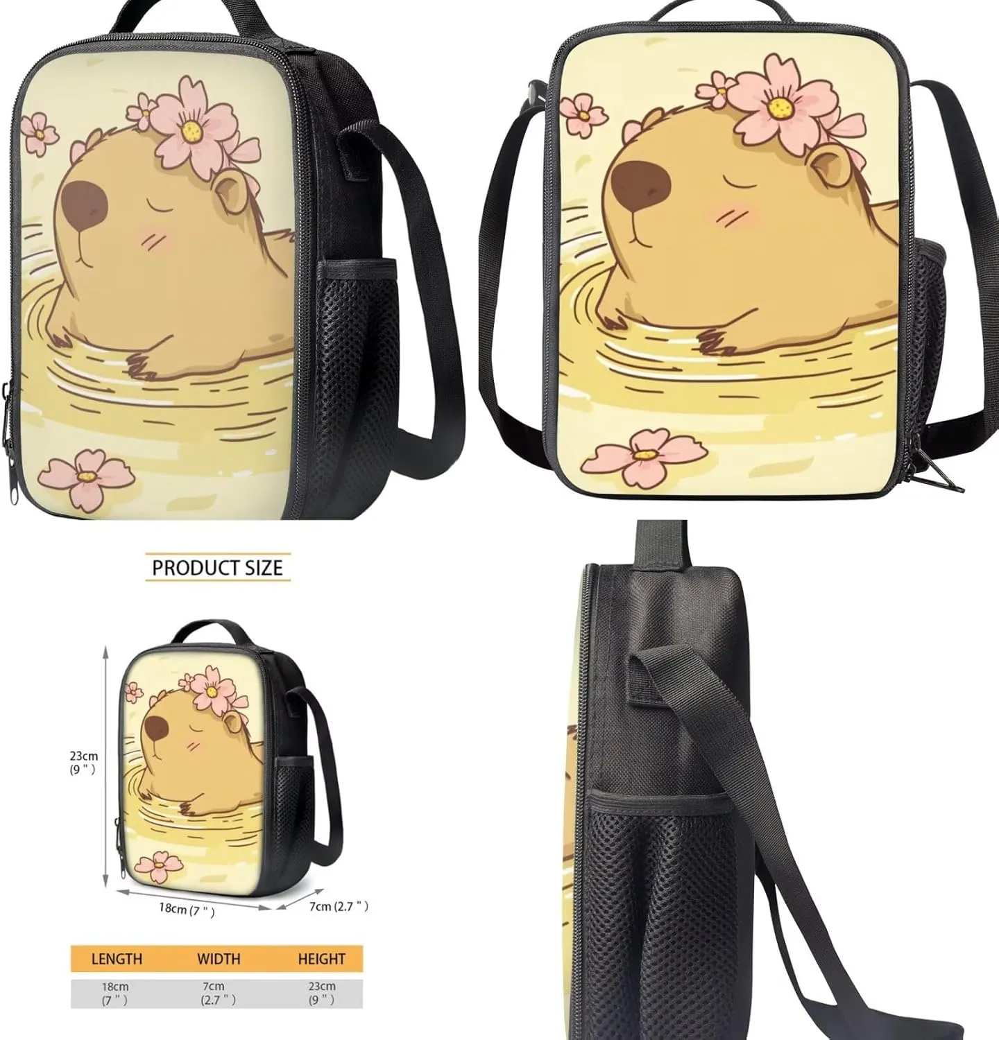 COEQINE Girls Backpack with Lunch Box and Water Bottle Capy Back to School Shoulder Bookbags Set, Insulated Thermal Totes,Pencil Holder,Cooler Sleeve 4 in 1