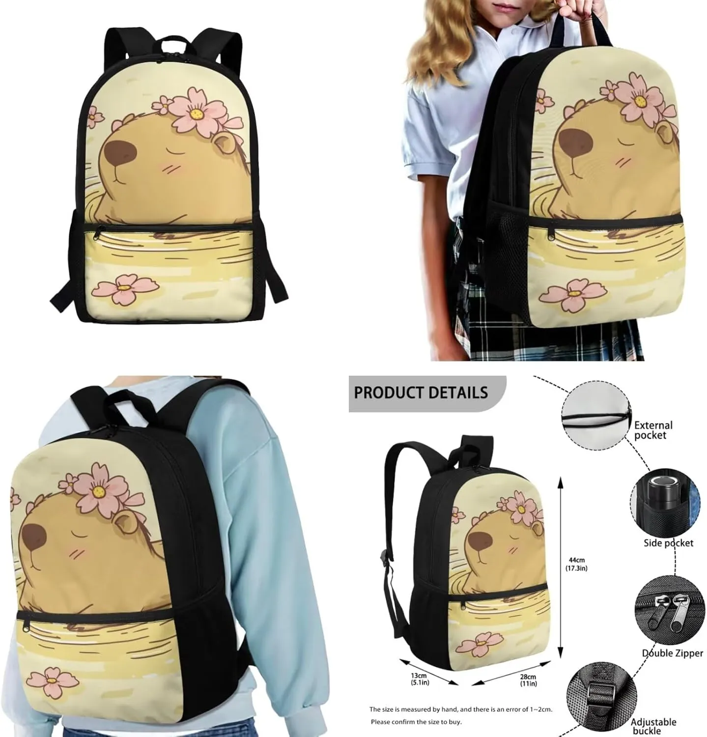 COEQINE Girls Backpack with Lunch Box and Water Bottle Capy Back to School Shoulder Bookbags Set, Insulated Thermal Totes,Pencil Holder,Cooler Sleeve 4 in 1