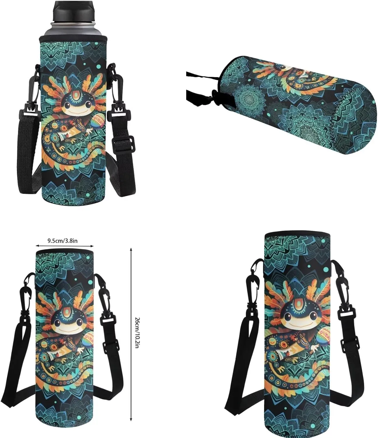 COEQINE Girls Bookbag with Lunch Box and Water Bottle Axolotl Backpack Lunchbox Pencil Case for School Kid's Backpacks 4 in 1 Schoolbag Girl Boy Cute 17 Inch Laptop Bags