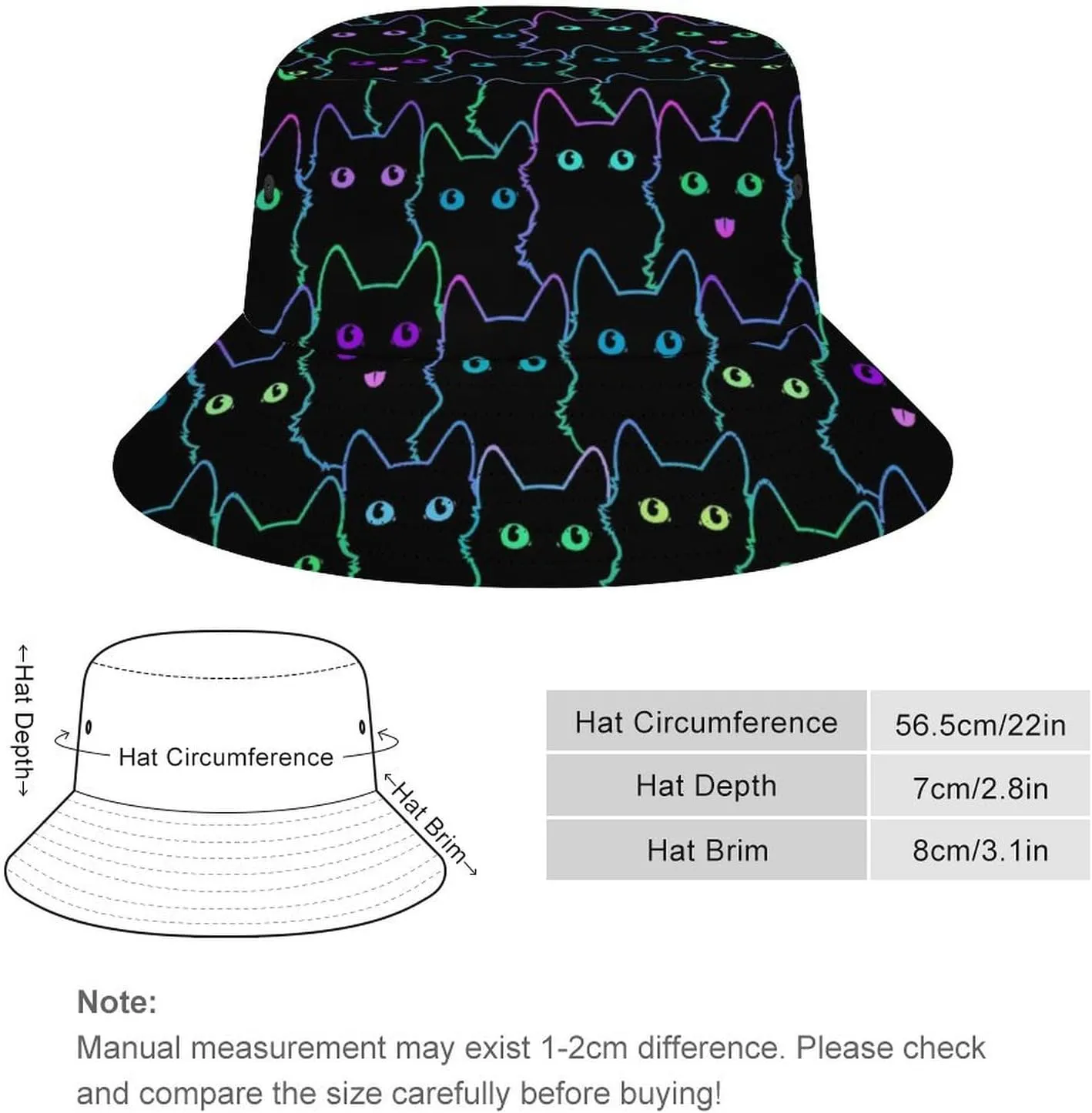 Colorful Owl Head Bucket Hat for Men Women Packable Fisherman Hat Sun Cap Outdoor Travel Beach Caps