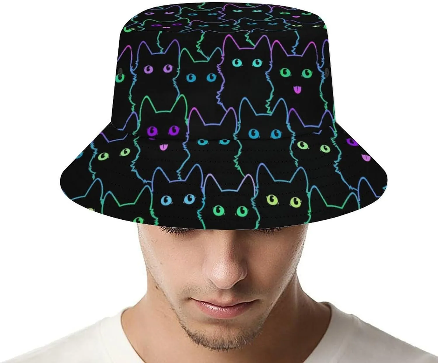 Colorful Owl Head Bucket Hat for Men Women Packable Fisherman Hat Sun Cap Outdoor Travel Beach Caps