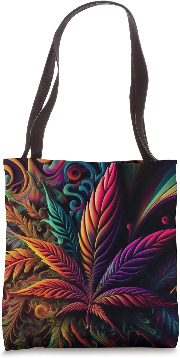 Cool Dark Psychedelic Weed Background Design Tote Bag