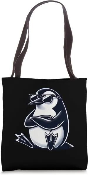 Cool Penguin With Sunglasses Sitting Tote Bag