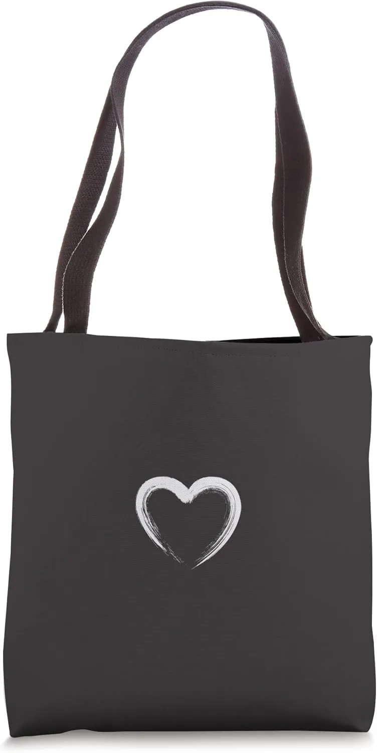 Cool White Heart Black Tote Bag