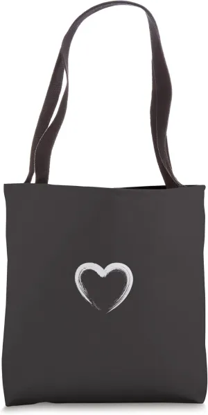 Cool White Heart Black Tote Bag