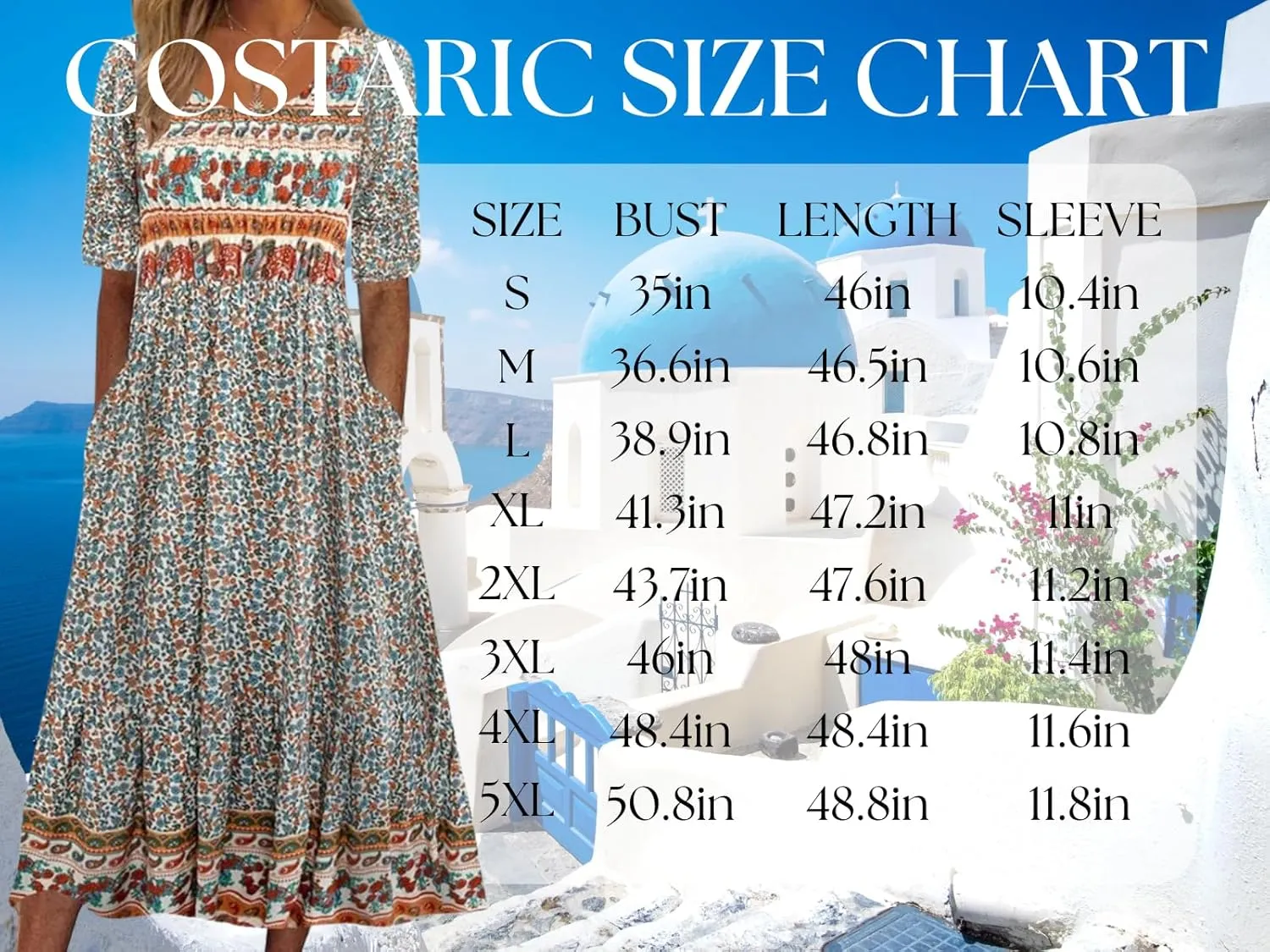 Costaric Womens Bohemian Floral Print Maxi Dress Summer Casual Loose Fit Flowy Dresses with Pockets