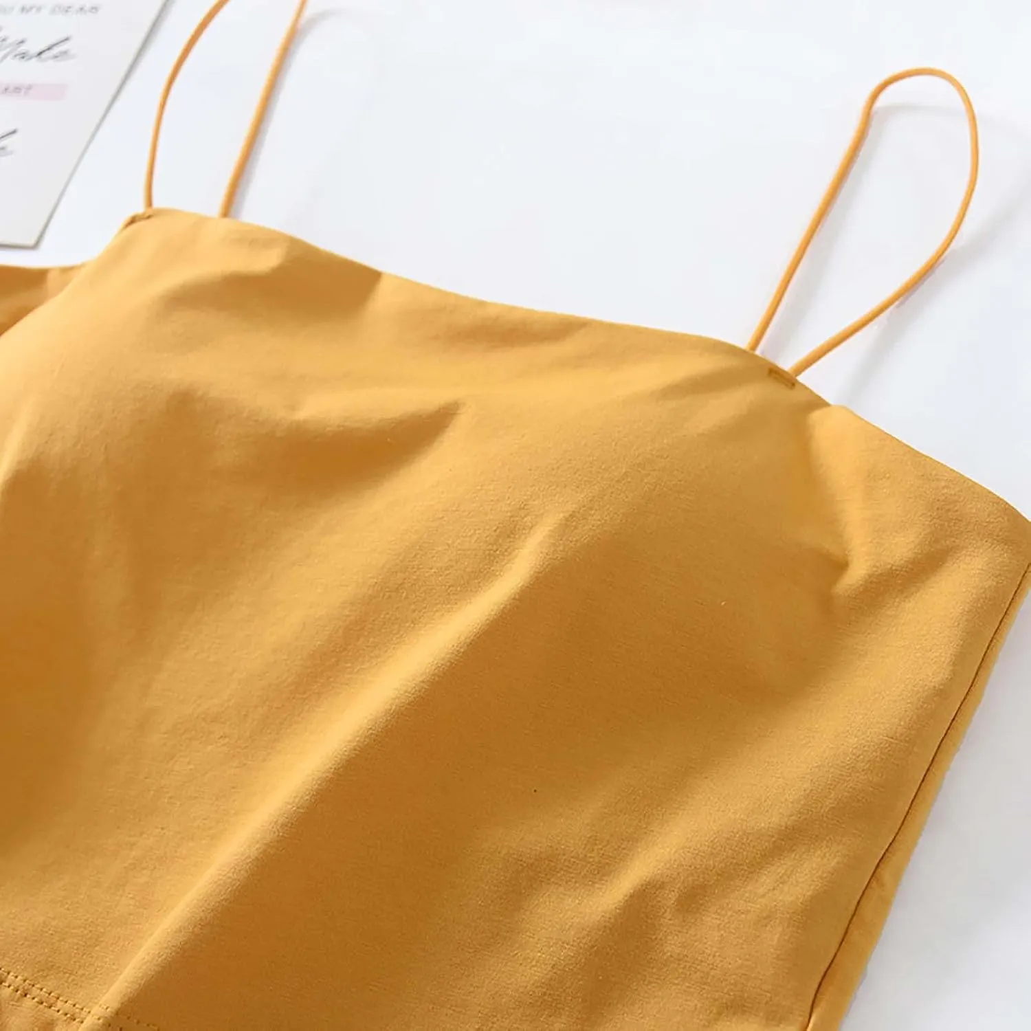 Crop Tops for Women, Basic Workout Camisole Spaghetti Strap Tank Top Sleeveless Cami Bottom Shirt for Yoga Sports Gym