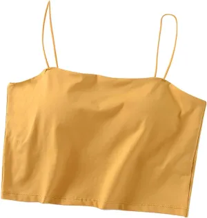 Crop Tops for Women, Basic Workout Camisole Spaghetti Strap Tank Top Sleeveless Cami Bottom Shirt for Yoga Sports Gym