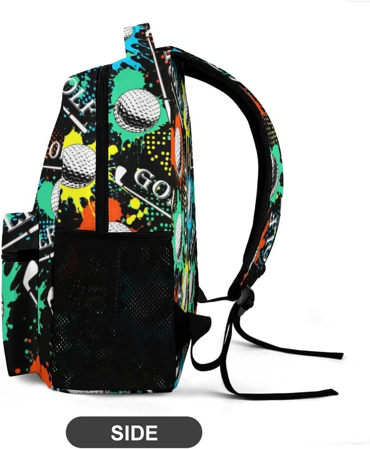 Custom Golf Backpack for Kids Girls Boys School, 16 Inches Cool Golf Theme Bookbag, Adjustable, Lightweight, Large Capacity, Colorful Golf Backpack for School