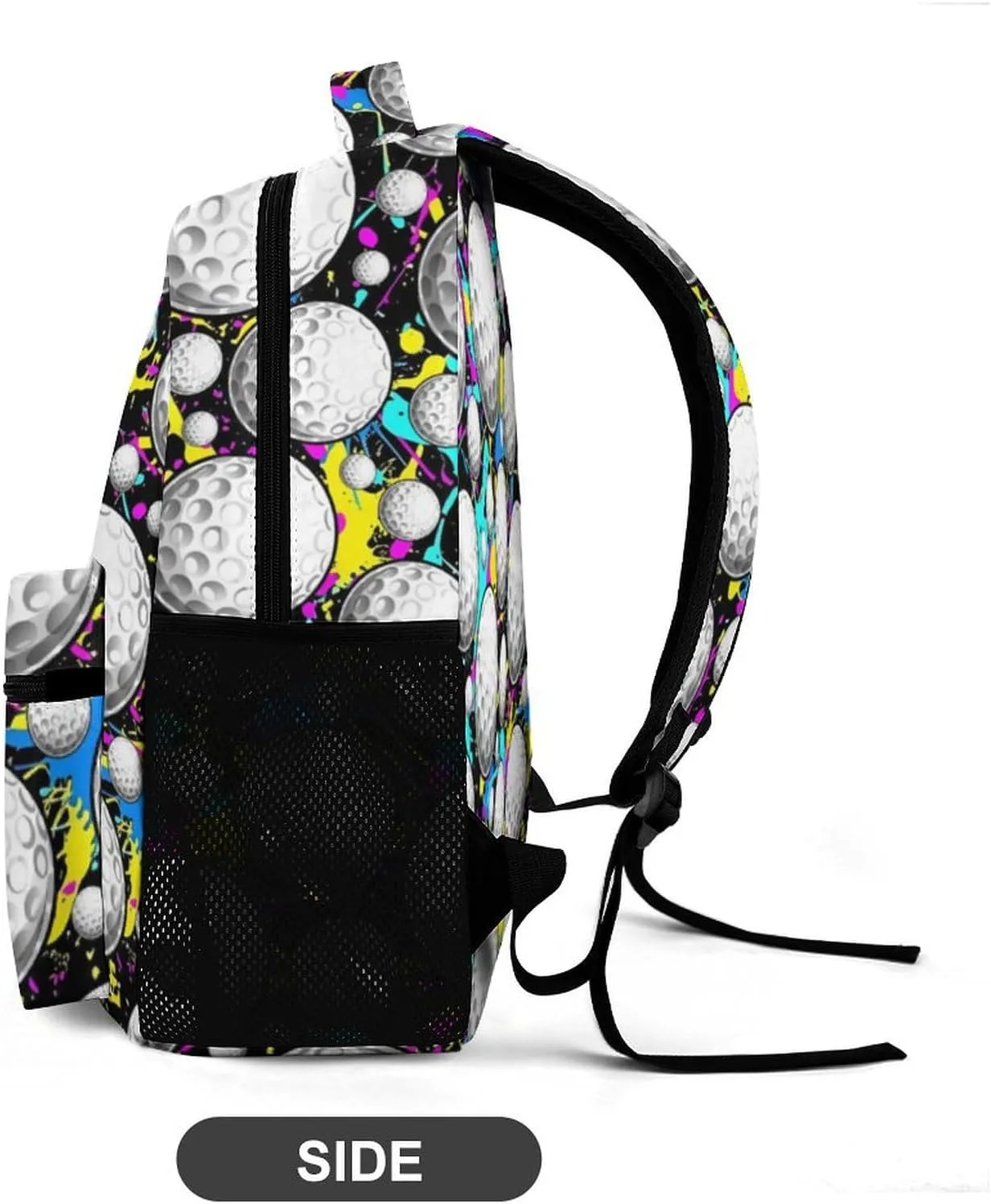 Custom Golf Backpack for Kids Girls Boys School, 16 Inches Cool Golf Theme Bookbag, Adjustable, Lightweight, Large Capacity, Colorful Golf Backpack for School
