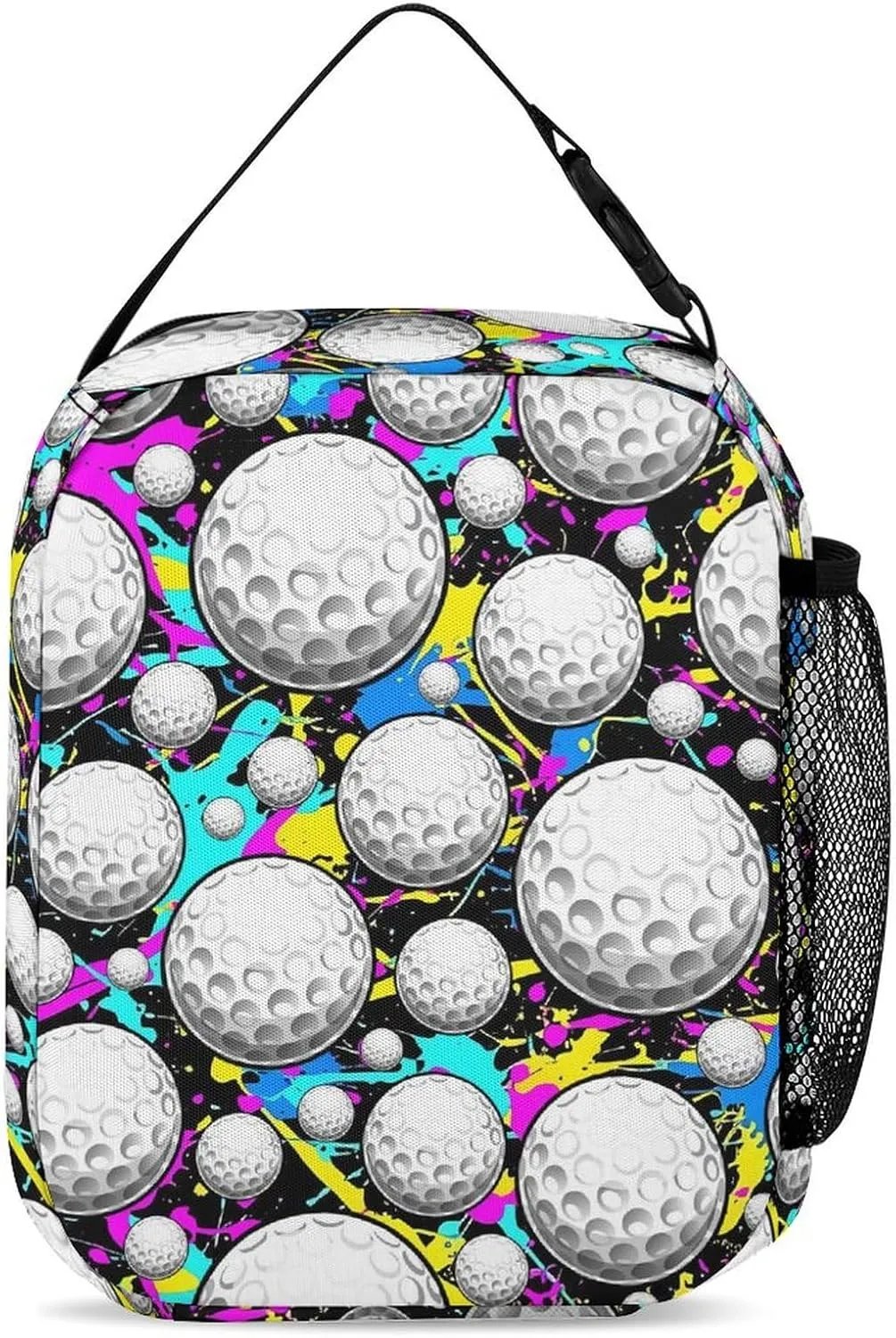 Custom Golf Backpack with Lunch Box & Pencil Case, 16 Inch Cool Golf Themed Bookbag, Adjustable Lightweight Large Capacity, Colorful Golf Backpack Set for Kids Girls Boys School