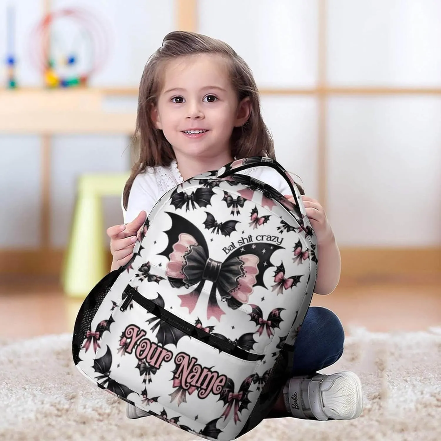 Custom Halloween Backpack for Kids Girls Boys School, 16 Inches Cool Halloween Theme Bookbag, Adjustable, Lightweight, Large Capacity, Colorful Halloween Backpack for School