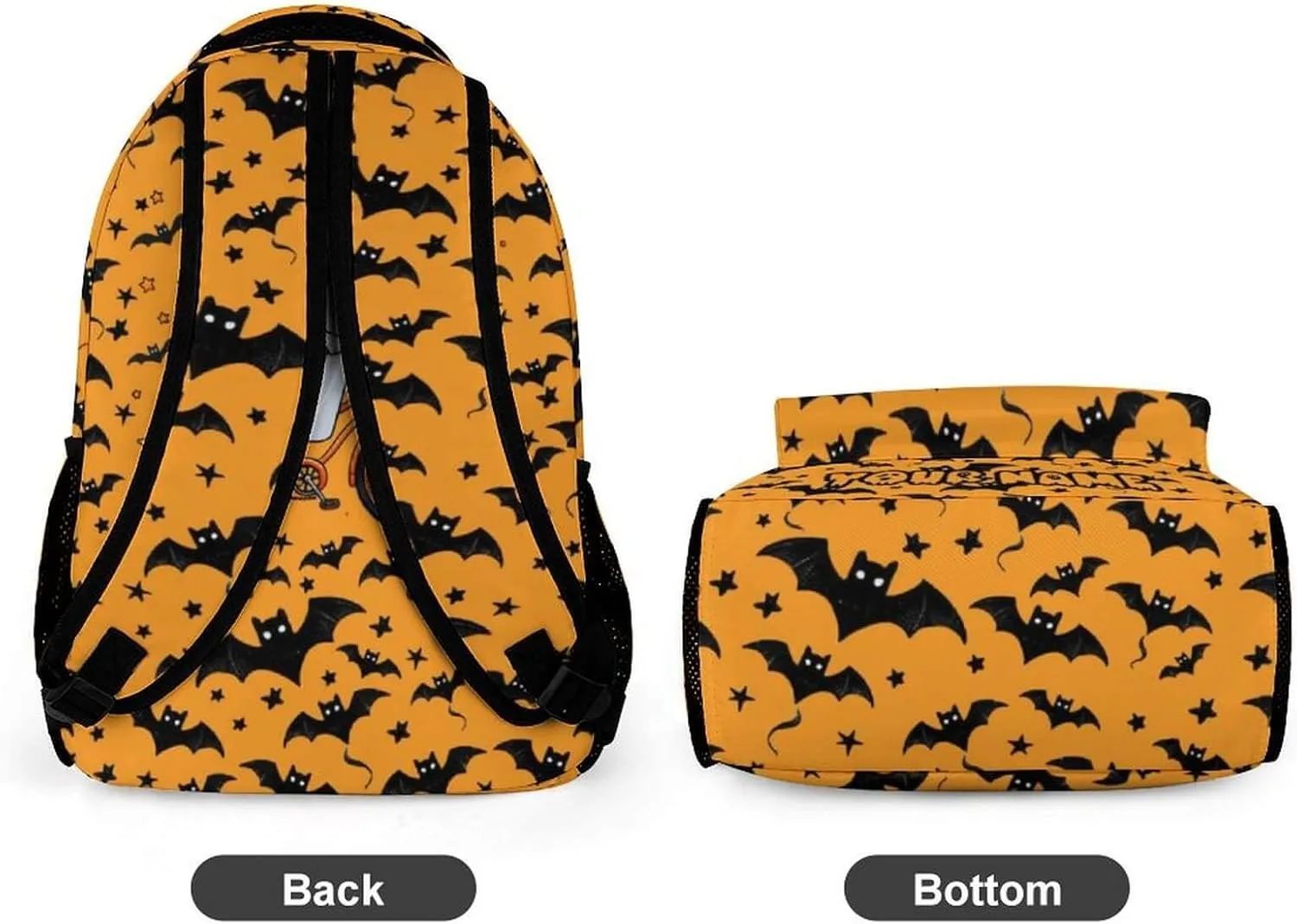 Custom Halloween Backpack for Kids Girls Boys School, 16 Inches Cool Halloween Theme Bookbag, Adjustable, Lightweight, Large Capacity, Colorful Halloween Backpack for School